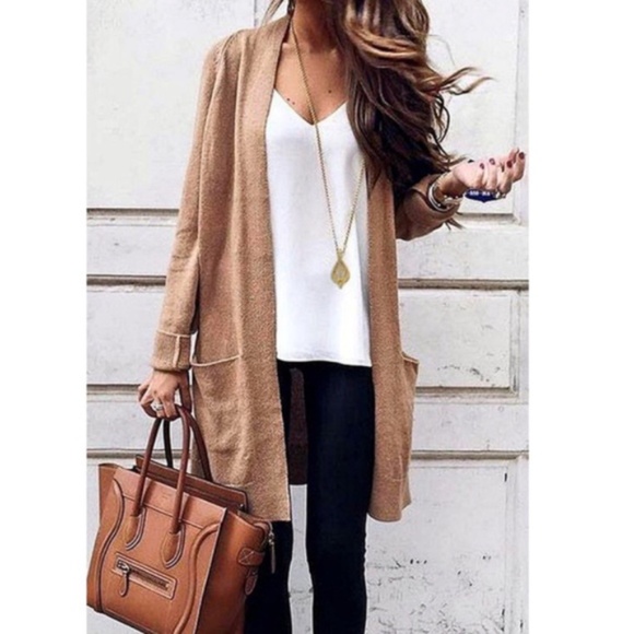 Bellanblue Sweaters - MELISSA Long Camel CArdigan